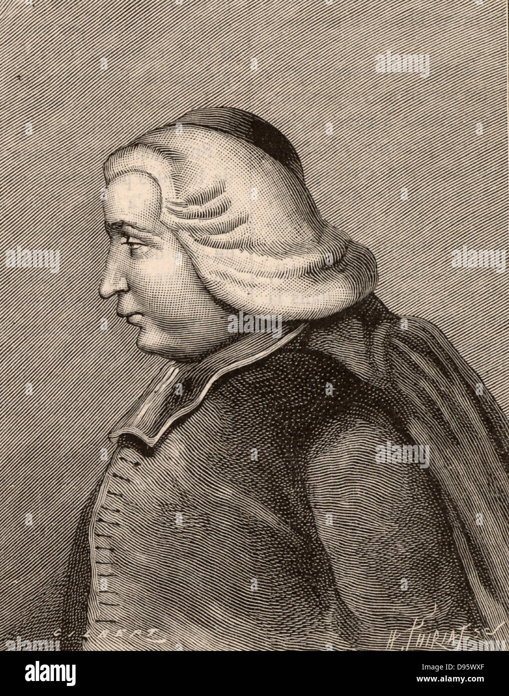 Ruggero Giuseppe Boscovich (Rudjer Josip Boskovic - 1711-1787) Serbo-Croatian astronomer and mathematician, born at Dubrovnik.  He entered the Jesuit order (Society of Jesus) in 1726 and studied mathematics and physics at the Collegium Romanum, Rome. Engraving. Stock Photo