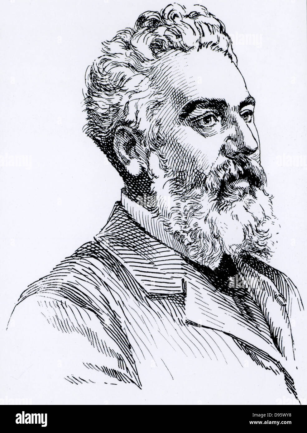 Alexander Graham Bell (1847-1922) Scottish-born American inventor. Patented his telephone in 1876.  Engraving from 'A Travers l'Electricite' by Georges Dary (Paris, c1906). Stock Photo