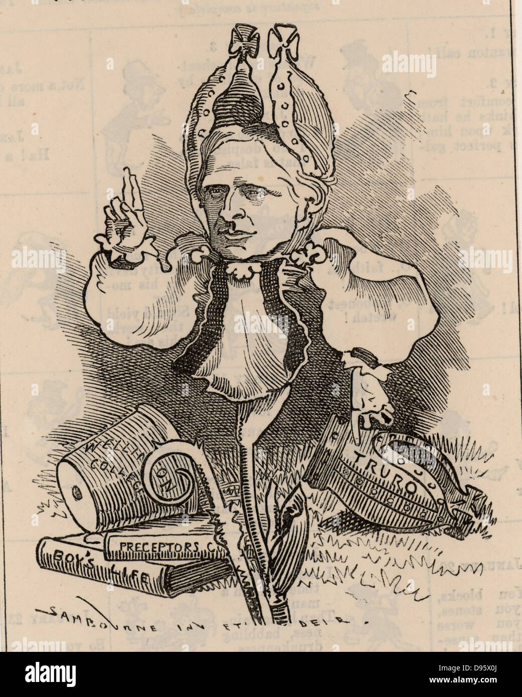 Edward White Benson (1829-1896) English churchman and schoolmaster. First headmaster of Wellington College, Berkshire (1859). First Bishop of Truro (1877-1883), Archbishop of Canterbury (1882-1896).   Cartoon by Edward Linley Sambourne in Punch's Fancy Portraits series from 'Punch' (London, 6 January 1883). Stock Photo