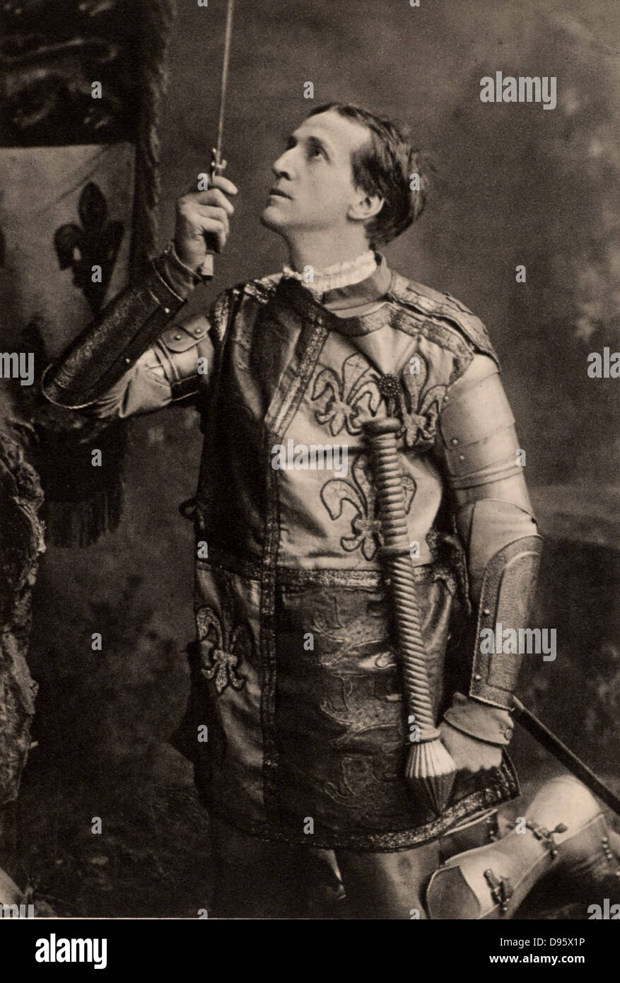 Frank Robert Benson (1858-1939) English actor-manager who specialised in Shakespearean roles.  Here as Henry V in 'King Henry V' (1599) historical drama by William Shakespeare.  Photogravure c1900. Stock Photo