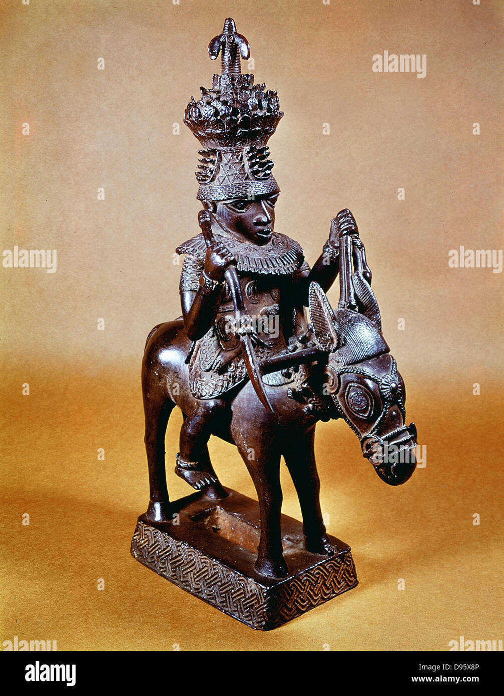 Benin bronze of horse and rider. British Museum Stock Photo