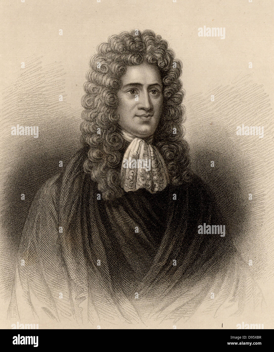 Andrew Fletcher of Saltoun (1653-1716) Scottish writer, politician and patriot.  He opposed the 1707 Act of Union between Scotland and England.  Engraving from 'A Biographical Dictionary of Eminent Scotsmen' by Thomas Thomson (1870). Stock Photo