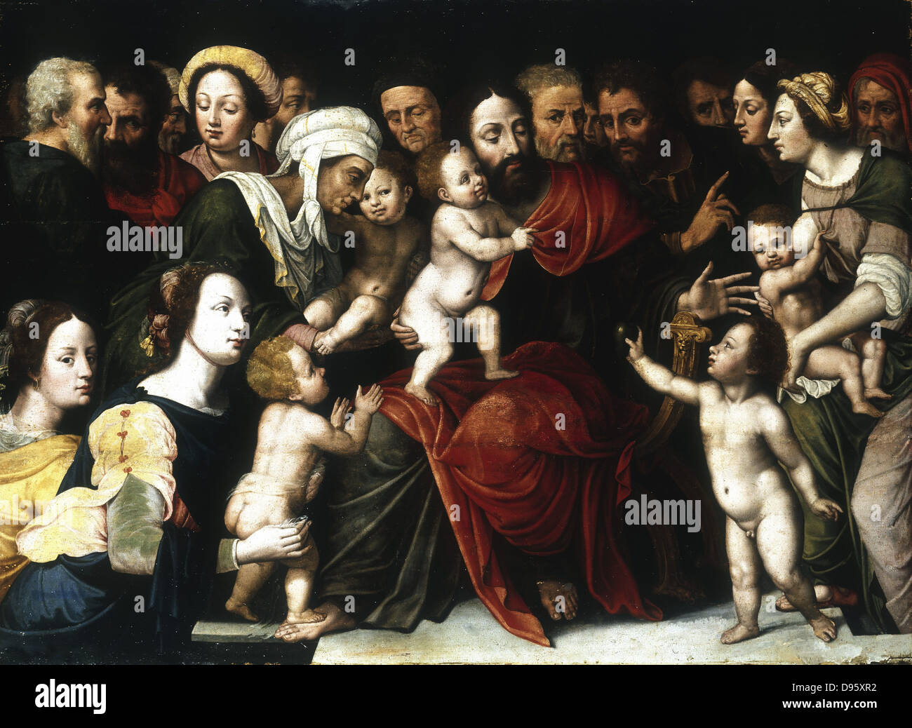 Jesus with the Little Children'.   Artist, Vincent Sellaer (c1500-1589). Stock Photo