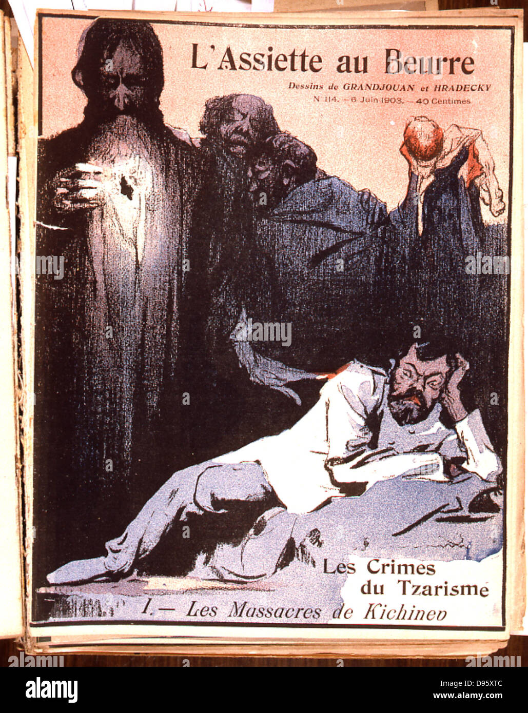 Anti-Semitism in Tsarist Russia. Pogrom in Kishinev (Kichinev) capital of Bessarabia, 1903.  Nicholas II, Tsar of Russia 1894-1919, dozing while his country falls into chaos. The anti-Jewish riots and massacre began at noon on Easter Sunday. Stock Photo