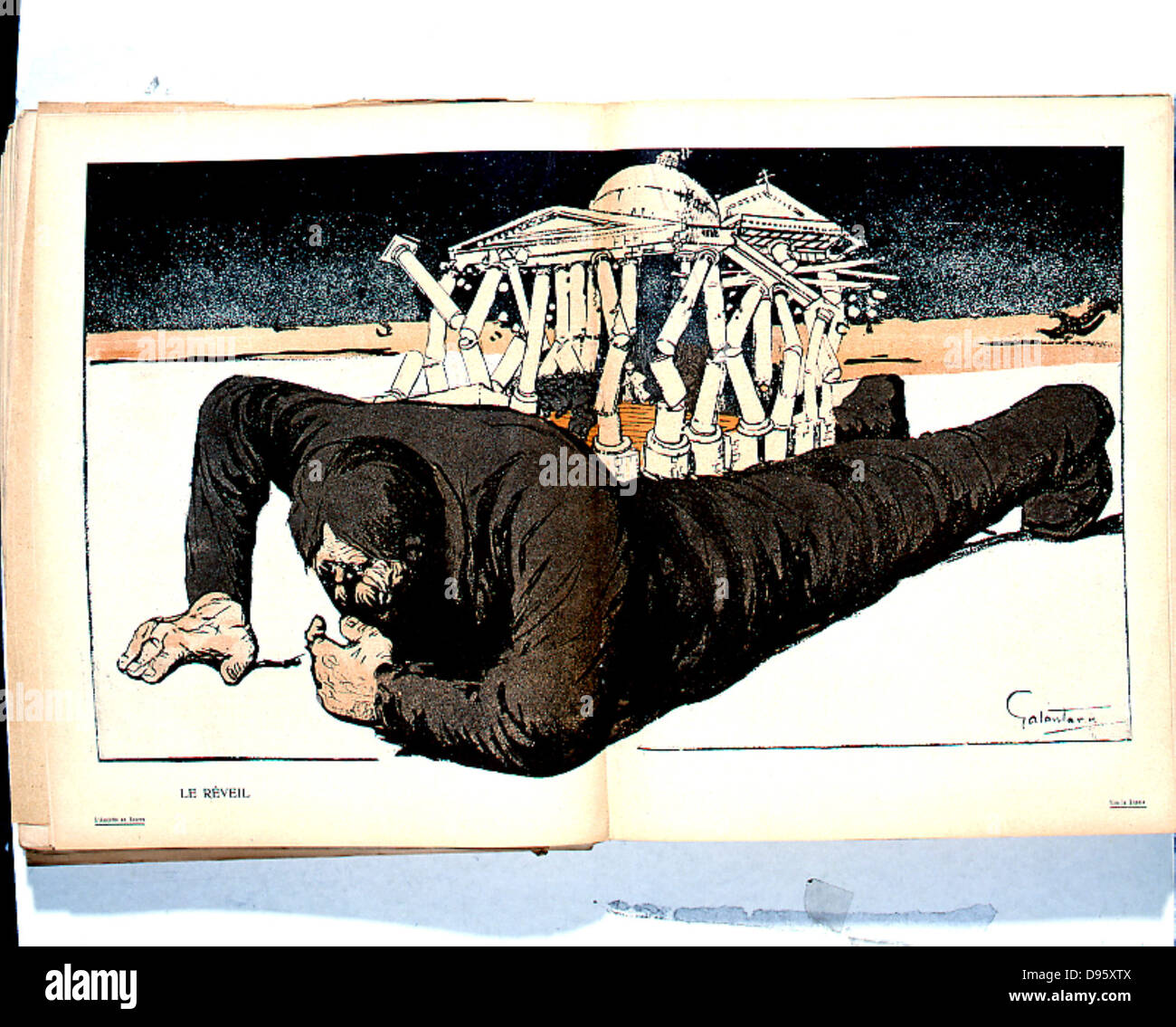 The waking giant. Increasing unrest in Russia.  Cartoon from L'Assiette au Buerre', Paris, 10 February 1906. Stock Photo