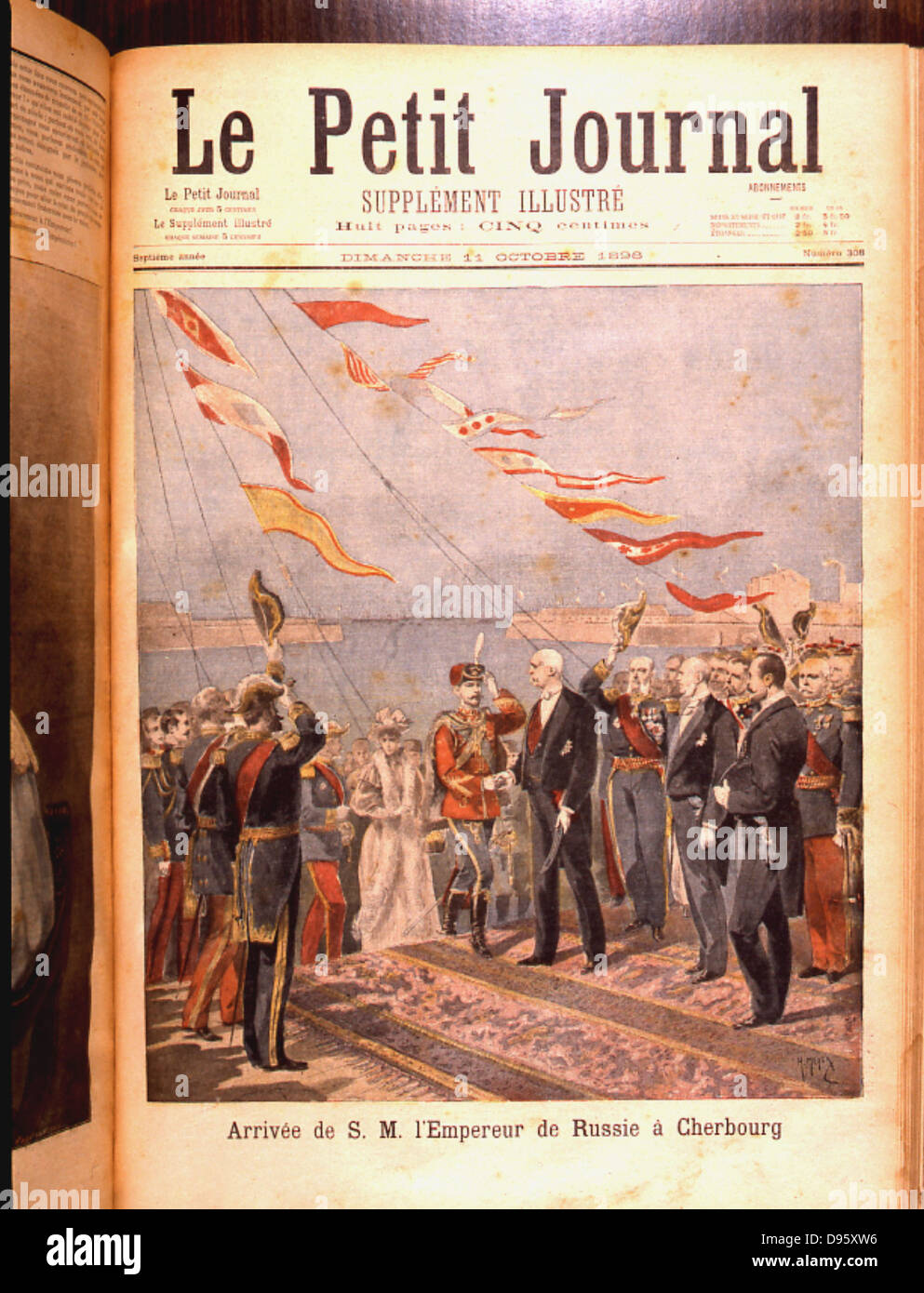 Russian foreign policy. Nicholas II (1868-1919) Tsar of Russia from 1894, arriving at Dunkirk, France, on a state visit.  From 'Le Petit Journal',  Paris, 29 December 1901. Stock Photo