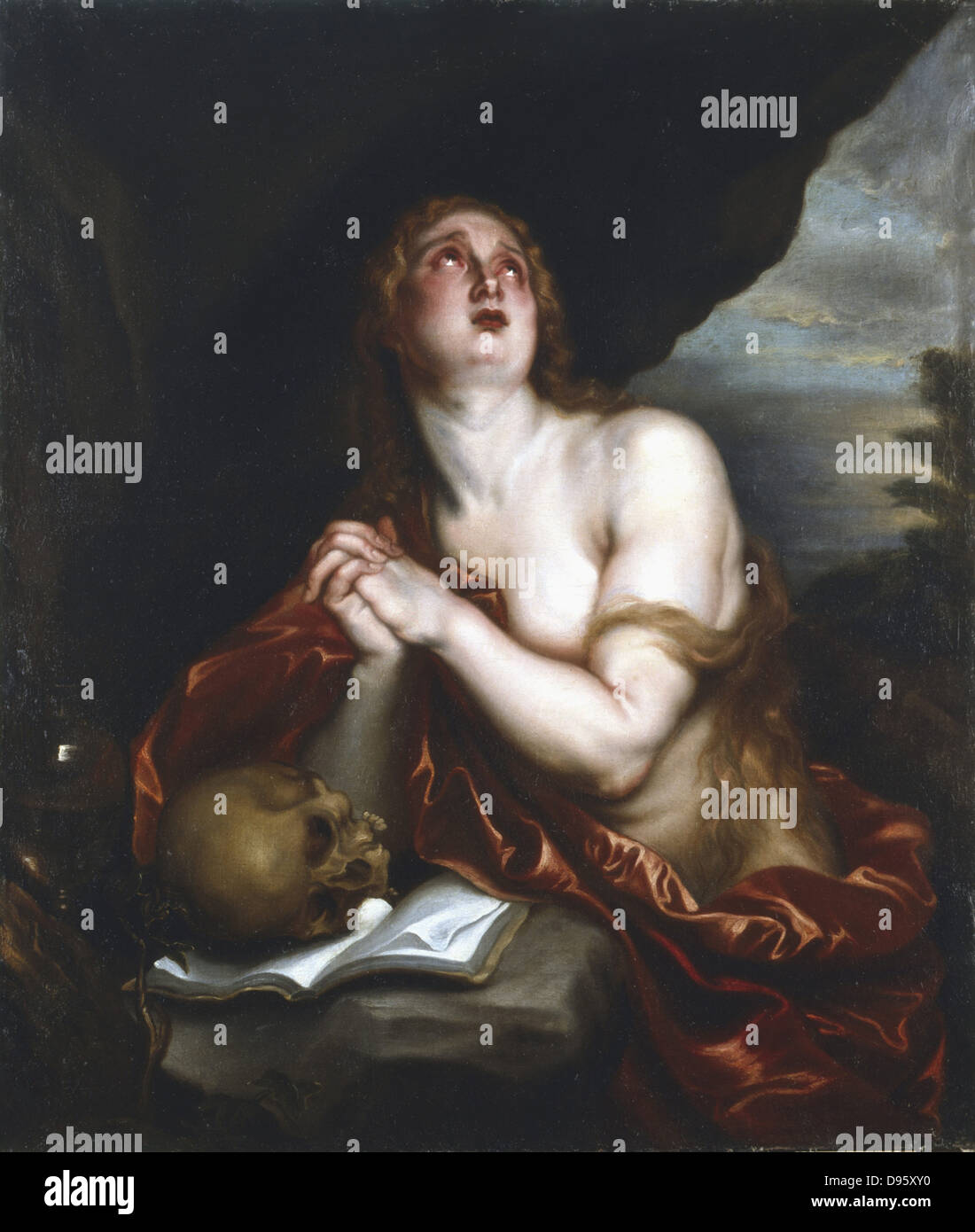 Penitent Magdalene'. Studio of Anton van Dyck (1599-1641). Oil on canvas. Private collection. Stock Photo
