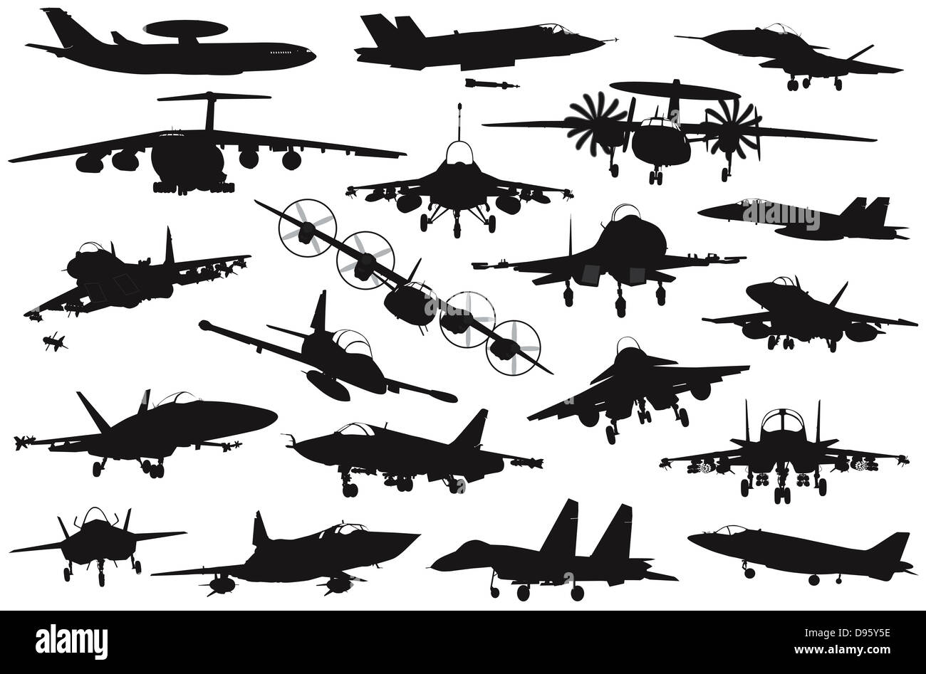 Military aircrafts set Stock Photo