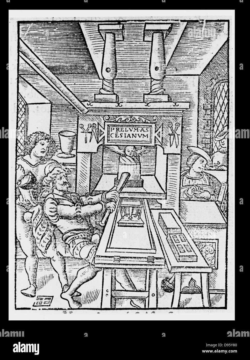 Printing of Bodocus Badius Ascensius from the title page of a book published in 1530