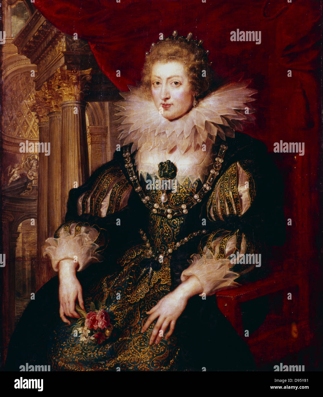 Anne of Austria (1601-1666) married Louis XIII of France 1615.  Mother of ouis XIV.  Peter Paul Rubens (1577-1640) Flemish artist.   Louvre, Paris. Stock Photo