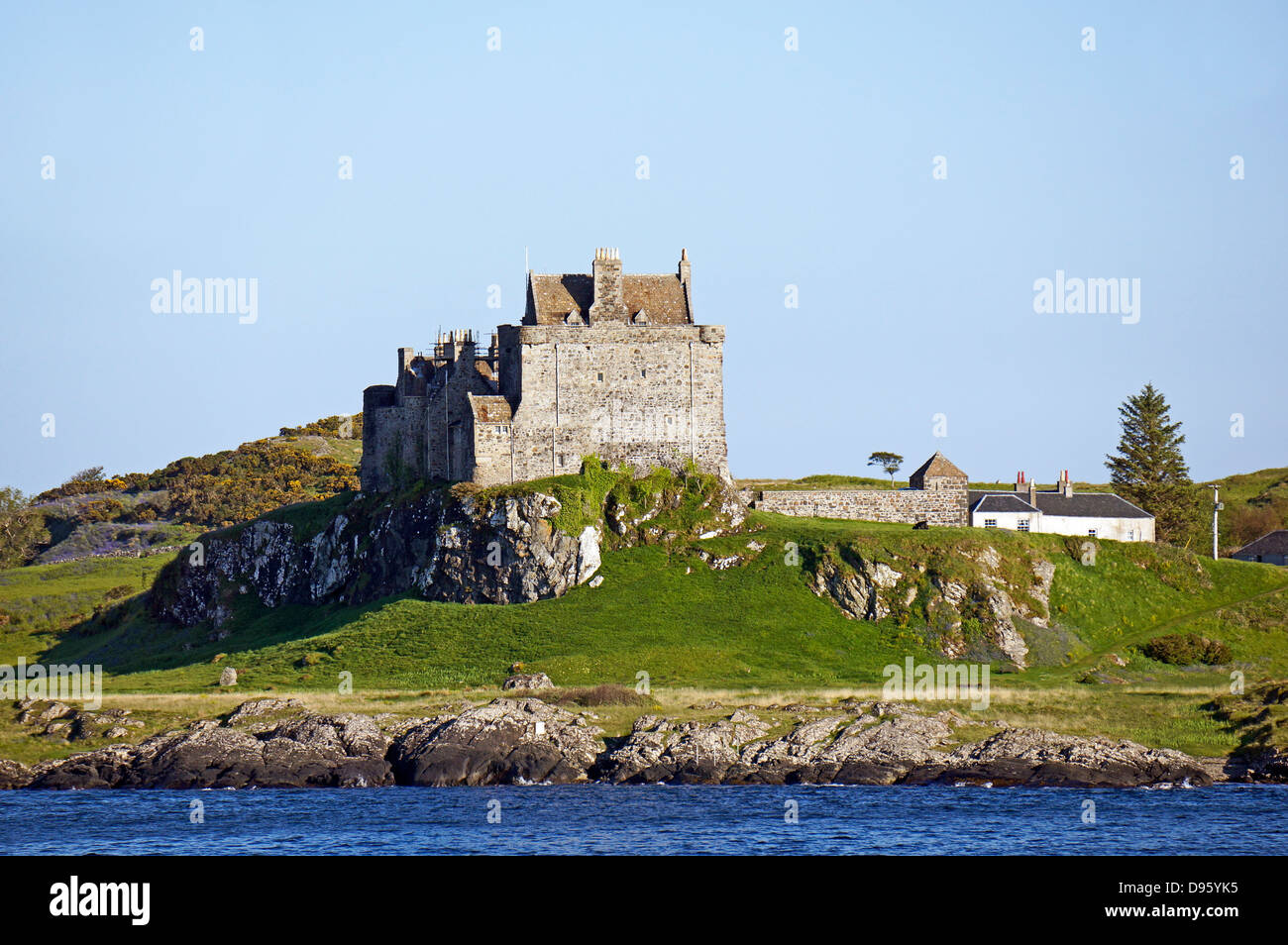 Duart Castle at Duart Point Firth of Lorn on the Isle of Mull in the west of Scotland Stock Photo