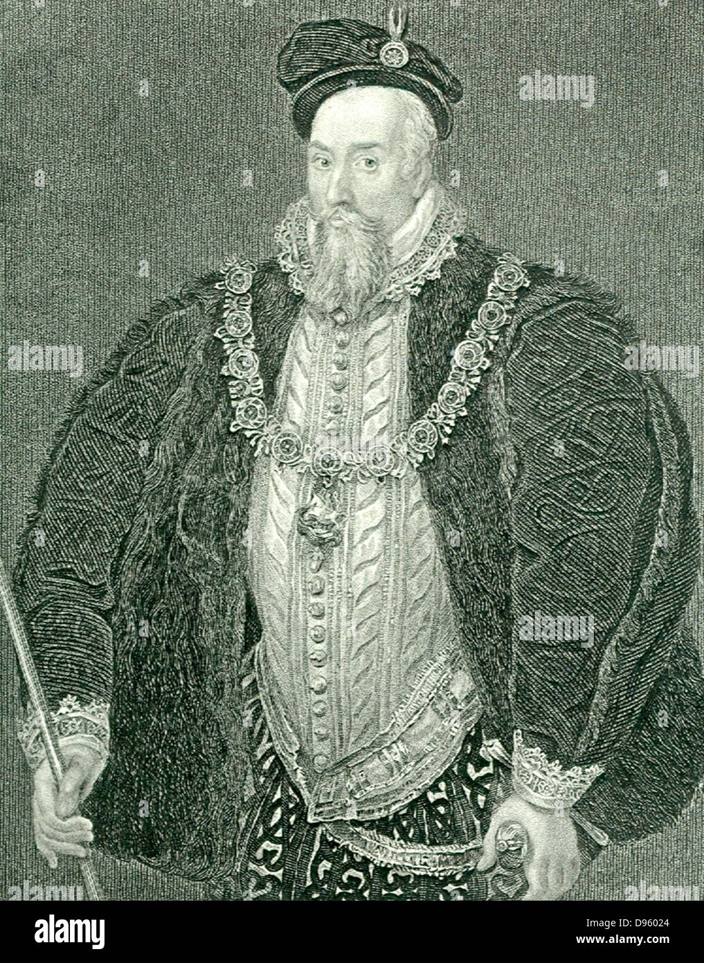 Robert Dudley, Earl of Leicester (1532-1588) English courtier. Favourite of Elizabeth I. Engraving. Stock Photo