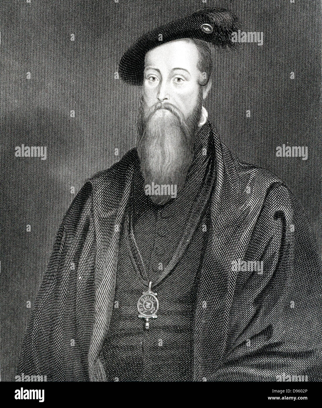 Thomas Seymour,   Lord High Admiral. Brother of Jane Seymour, Henry VIII's third wife.  Married Catherine Parr, widow of Henry VIII.  Engraving. Stock Photo