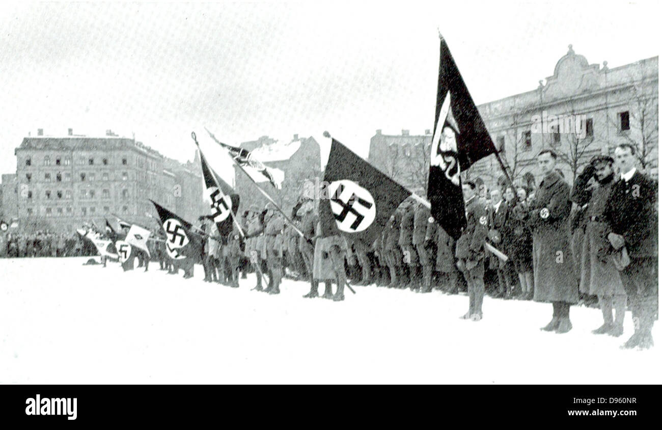 Winter rally of Nazi party members in Munich, 1922 Stock Photo