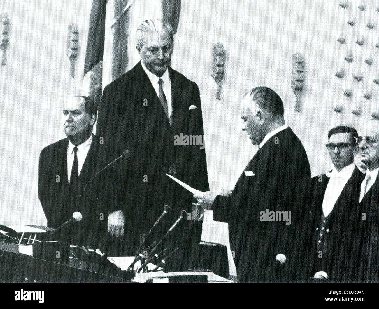 Kurt Georg Kiesinger (1904-1988)  conservative German politician and Chancellor of West Germany from 1 December 1966 until 21 October 1969. Stock Photo