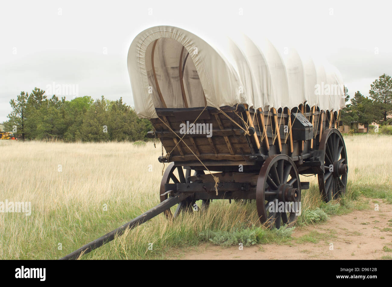 Conestoga wagon replica on the Oregon Trail, Scotts Bluff National Monument, Nebraska. Digital photograph Stock Photo