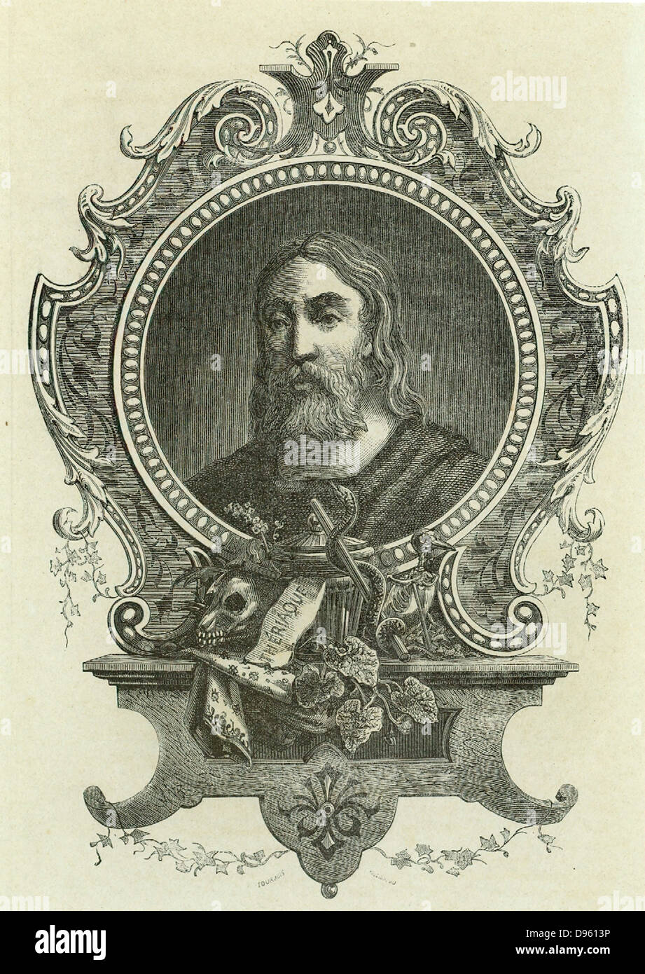 Galen (Claudius Galenus c130-201 AD) Greek physician who moved to Rome and became physician to three emperors.  Engraving published Paris, 1866. Stock Photo