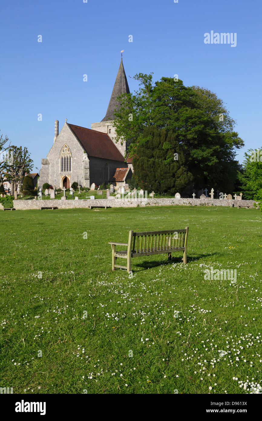 Alfriston Village Green and Church East Sussex England UK GB Stock Photo