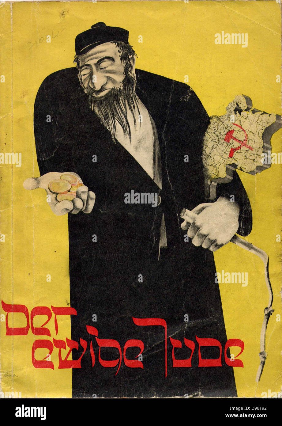 DER EWIGE JUDE, 1937, book of phtographs published by the Third Reich. Dramatic Antisemitic illustration on the cover showing Stock Photo
