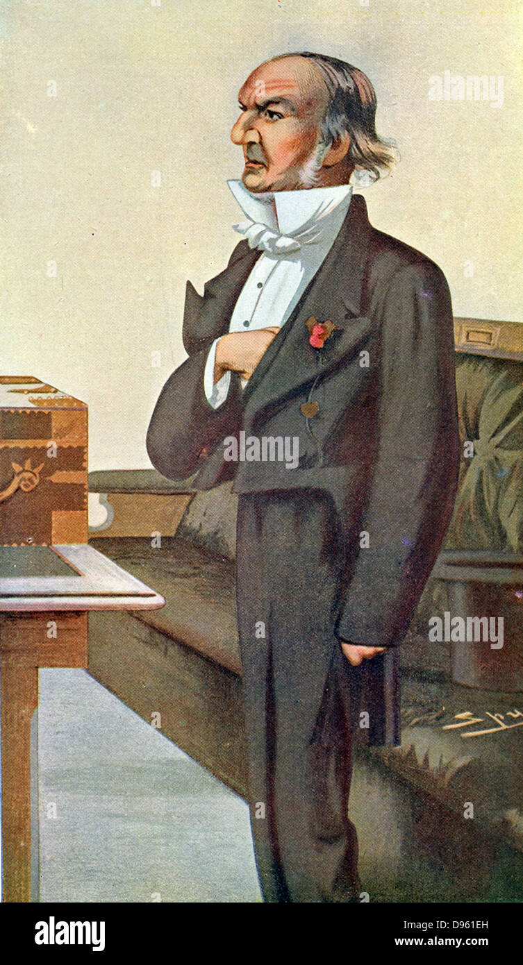 The People's William': William Ewart Gladstone (1809-1898), British Liberal statesman. After cartoon by 'Spy' from 'Vanity Fair, London, 1879. Stock Photo