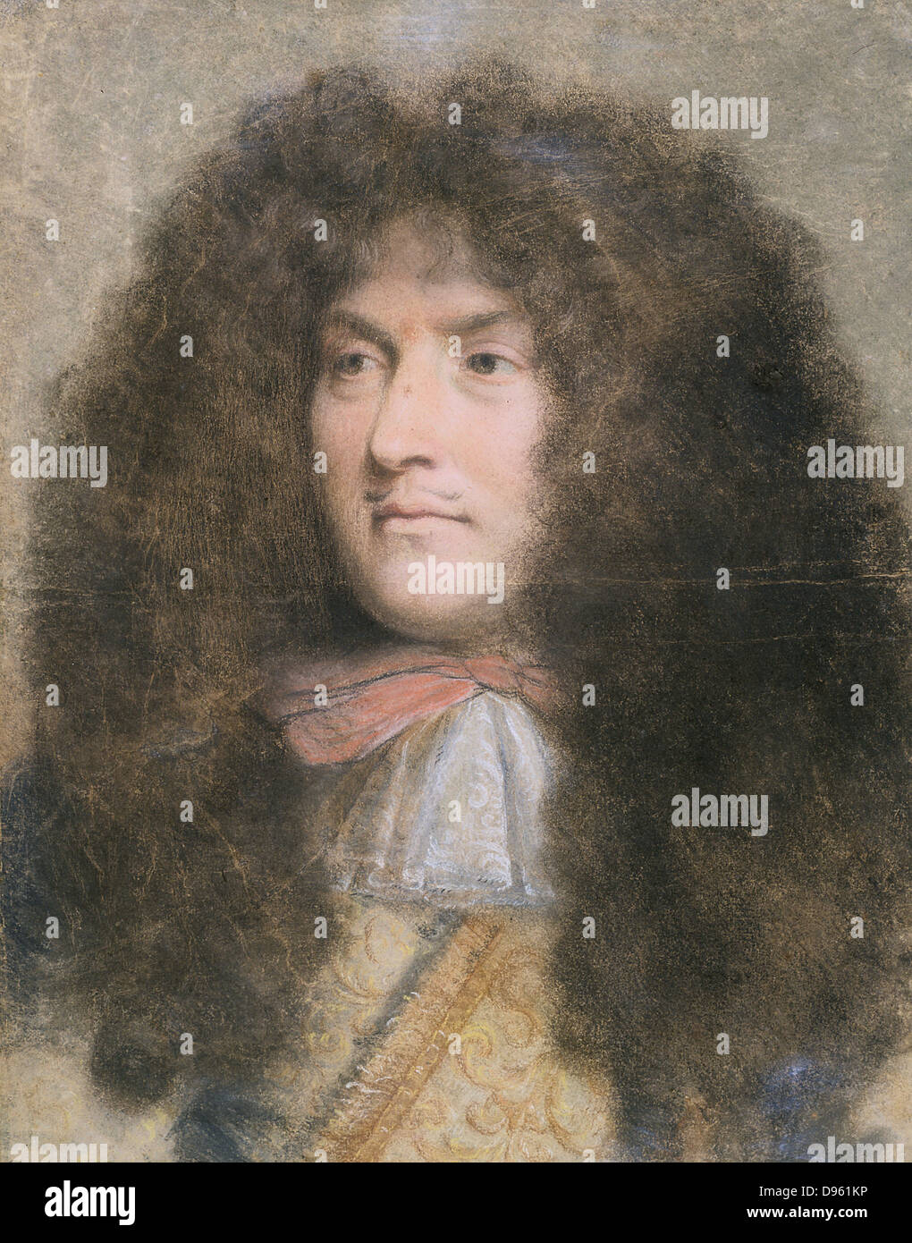 Louis XIV (1638-1715) King of France from 1643. Louis as a young man. Pastel by French artist Charles le Brun (1619-90). Louvre, Paris Stock Photo