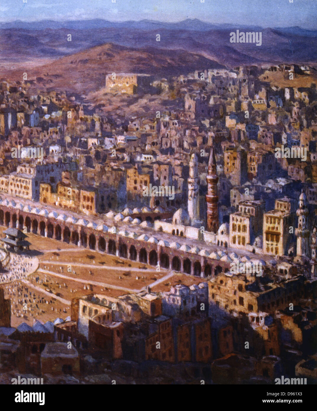 View of Mecca. Illustration by E. Dinet (1861-1929) for 'La Vie de Mohammed, Prophete d'Allah' Stock Photo