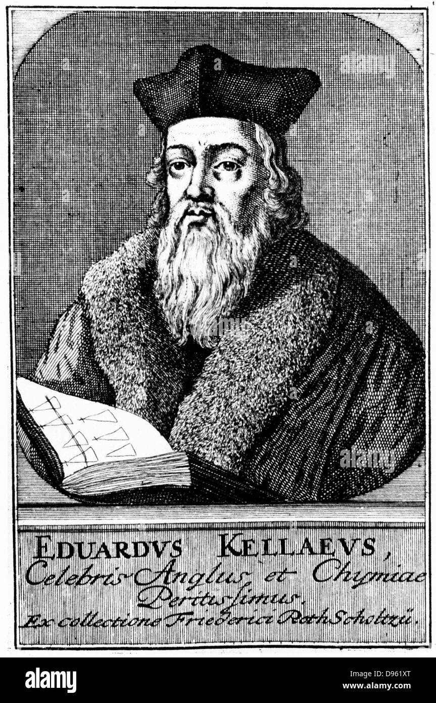 Edward Kelley or Kelly (active 1575) English astrologer and alchemist. Assistant to John Dee. Copperplate engraving circa 1700.