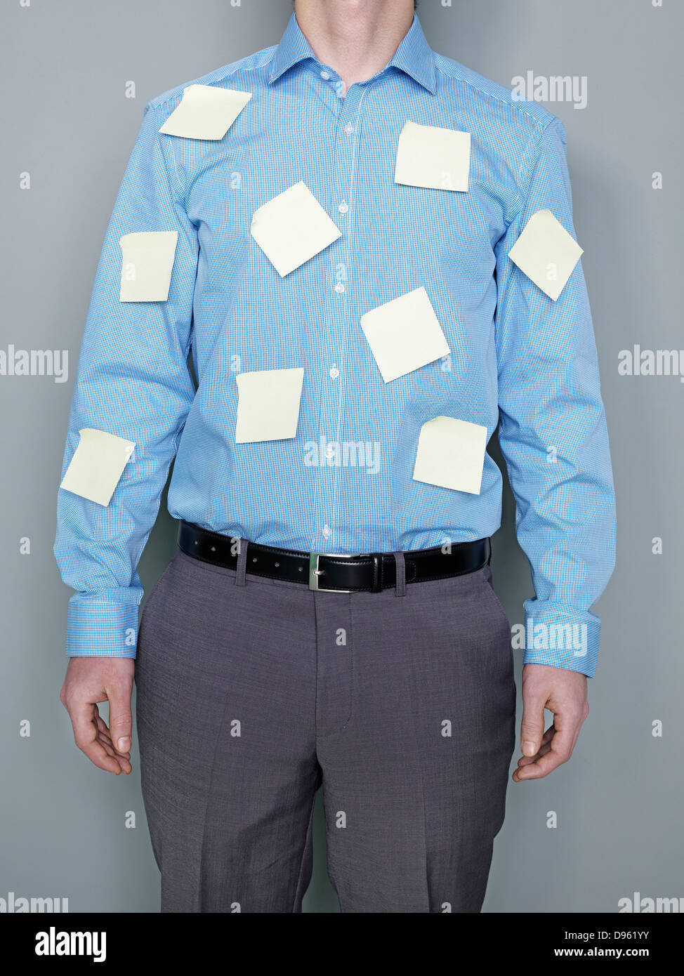 Businessman with adhesive note shirt Stock Photo