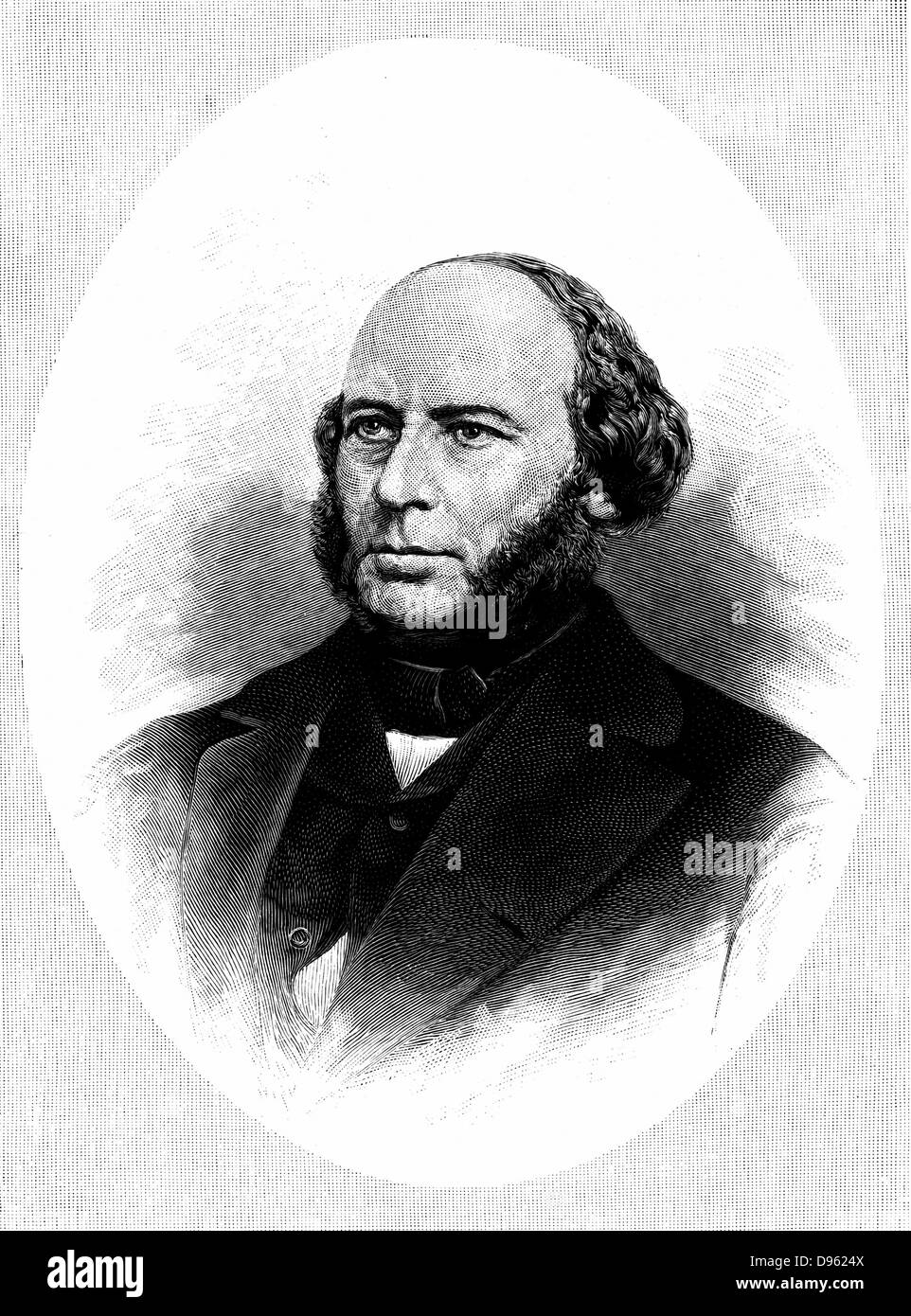 John Ericsson (1803-89) Swedish-born American engineer and inventor. Designed ironclad warship  'Monitor'. Wood engraving. Stock Photo