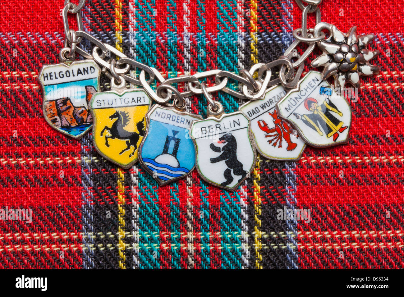 Germany, Different german holiday destinations on charm bracelet Stock Photo