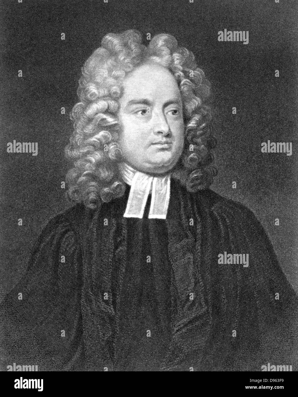Jonathan Swift (1667-1745) Anglo-Irish satirist, poet and cleric. Lithograph after portrait by Charles Gervas (c1675-1739) Irish painter and printmaker Stock Photo