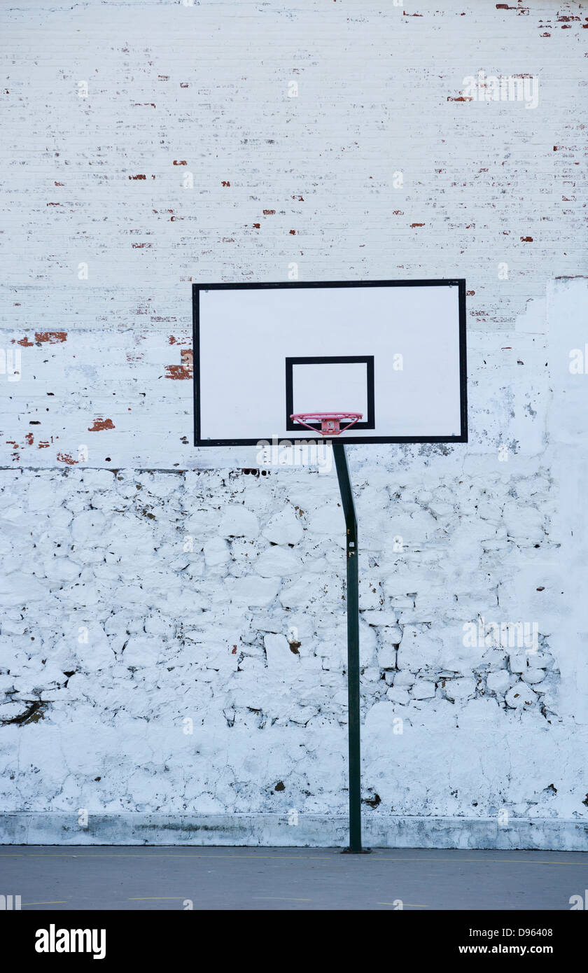 Spain, Basketball hoop against wall Stock Photo Alamy