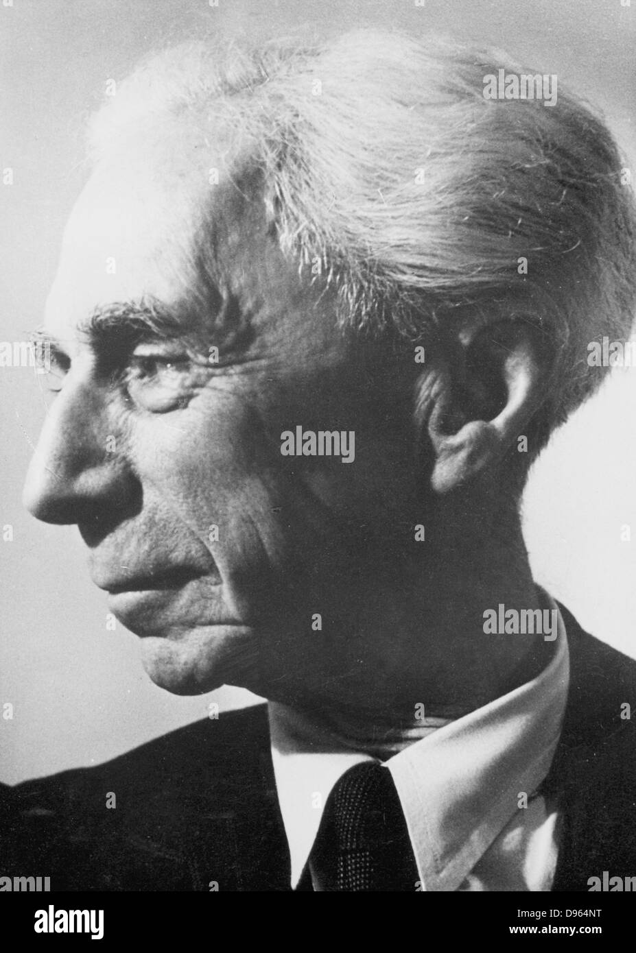 Bertrand Arthur William Russell, 3rd Earl Russell (1872-1970). British philosopher and mathematician. Nobel prize for literature 1950. PHOTOGRAPH COURTESY OF THE NOBEL FOUNDATION Stock Photo