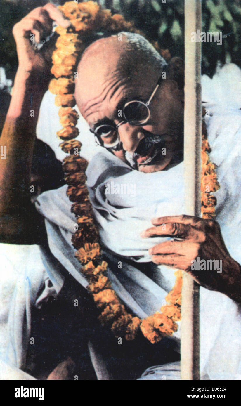 Mohondas Karamchand Gandhi  (1869-1948), known as Mahatma (Great Soul). Indian Nationalist leader. Stock Photo