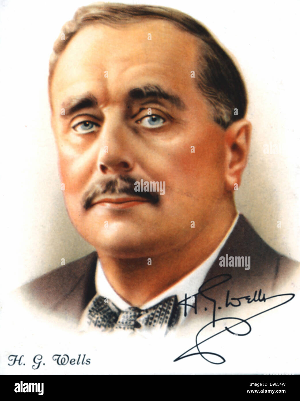 HG  Wells (Herbert George) 1866-1946. British author and popular historian. Card published 1927. Stock Photo