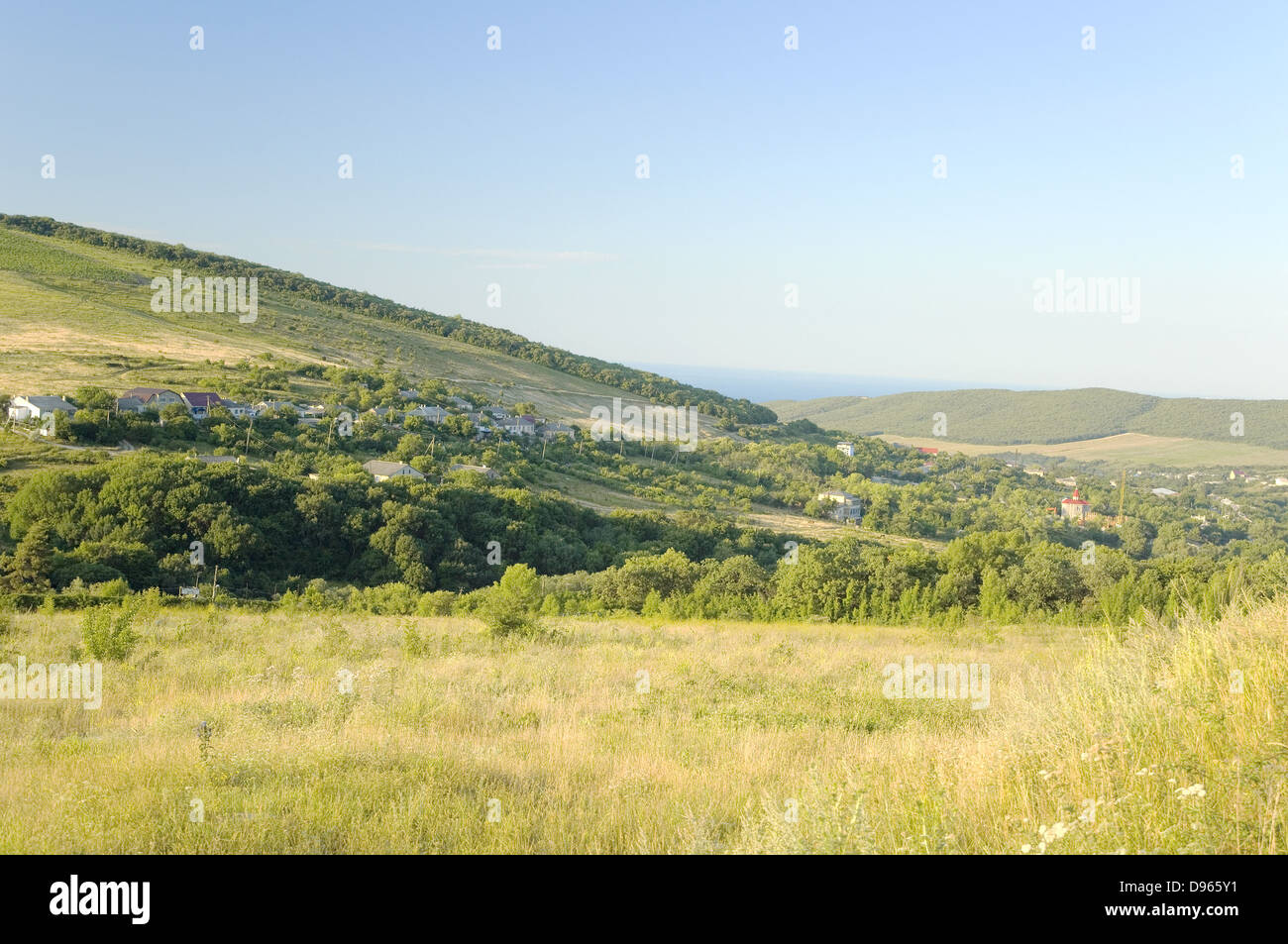 Hill valley landscape in spring time Stock Photo - Alamy
