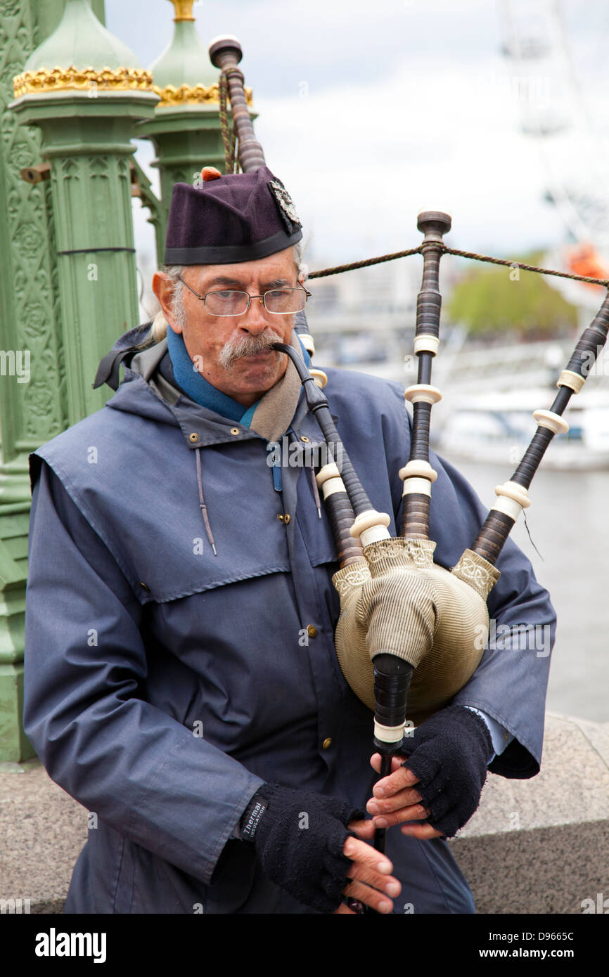 Bagpipe Player on Westminster Bridge London UK Stock Photo Alamy