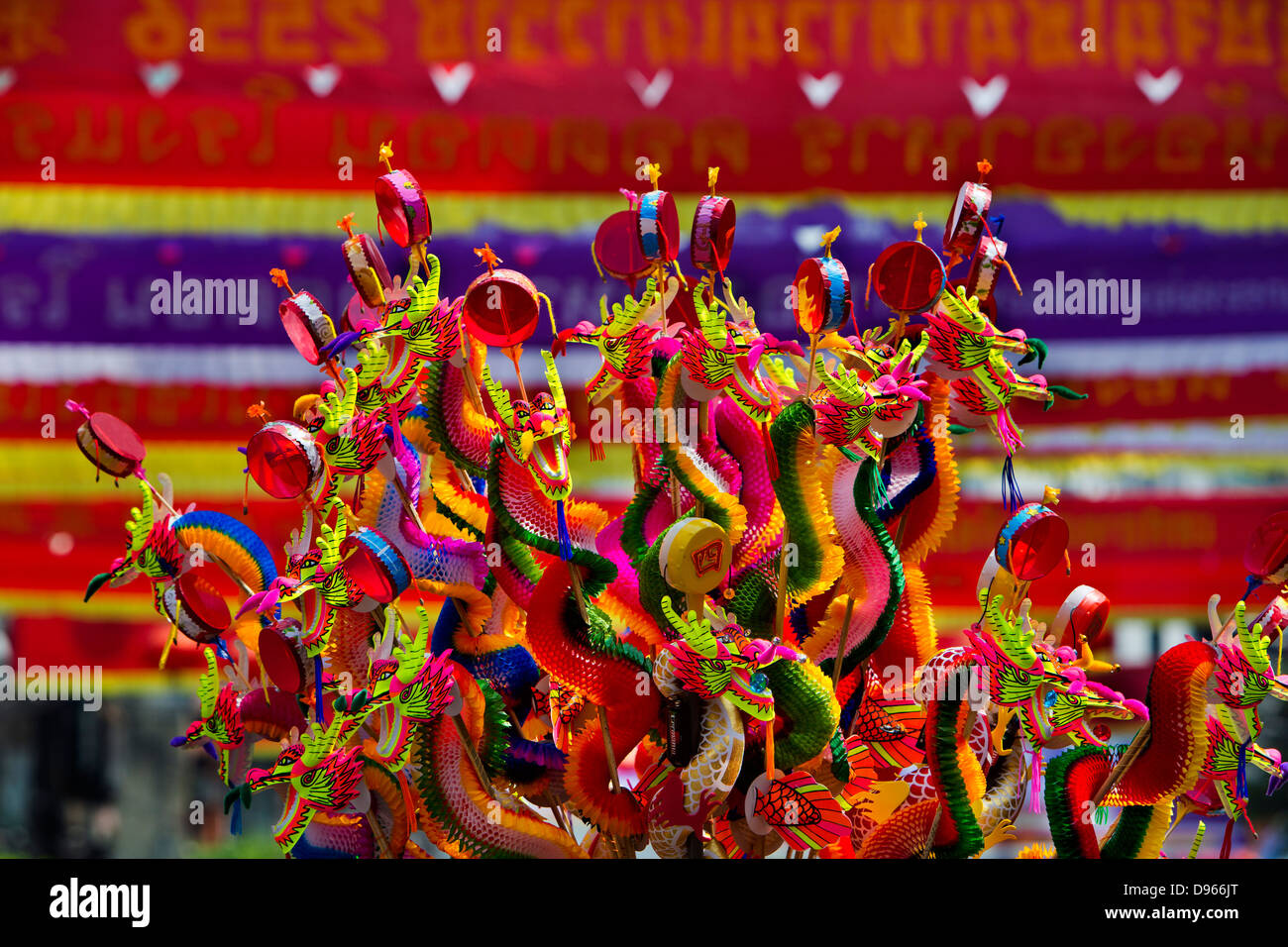 Chinese New Year Celebrations in Thanon Yaowarat, the main thoroughfare which threads through Bangkok’s Chinatown Stock Photo