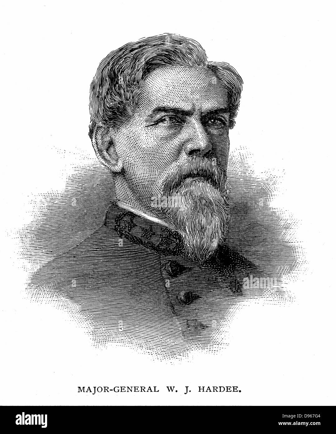 W J Hardee. Major-General in the American Civil War 1861-1865. Engraving Stock Photo
