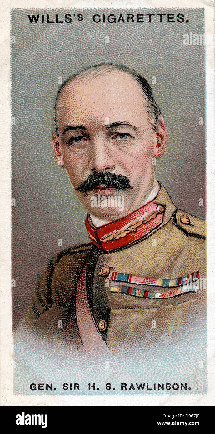Henry Seymour Rawlinson, 1st Baron Rawlinson (1864-1925) English general. Commander of 4th Army on the Somme (1916). Broke Hindenburg line near Amiens 1918. Chromolithograph card 1917. Stock Photo