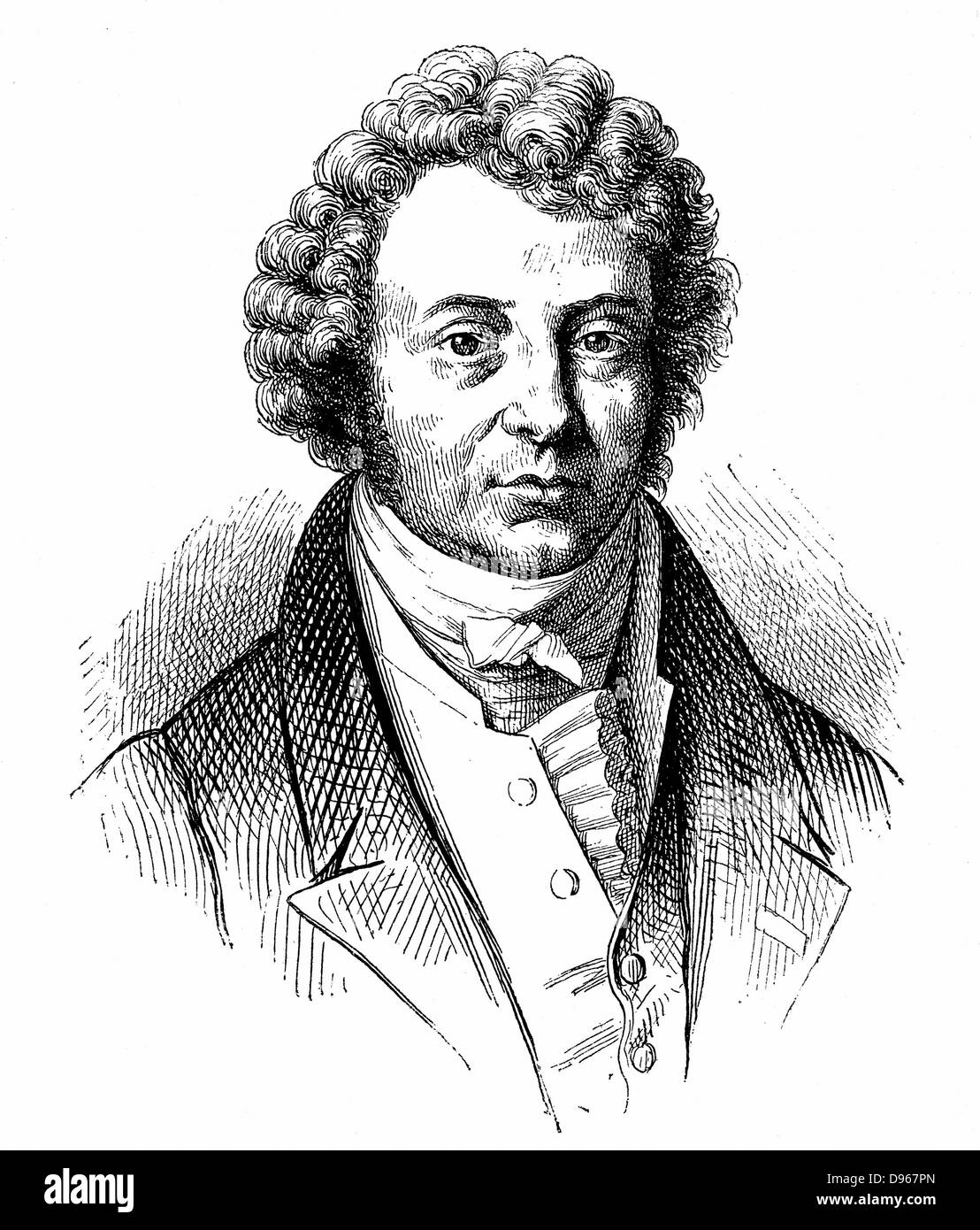 Andre Marie Ampere (1775-1826) French mathematician and physicist. Electrodynamics. 19th century portrait engraving. Stock Photo