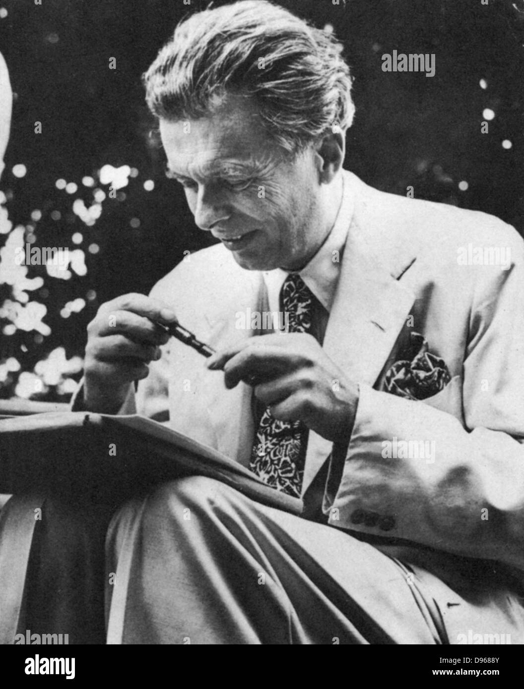 Aldous Leonard Huxley (1894-1963) English essayist and novelist, best remembered for 'Brave New World' (1932) Stock Photo