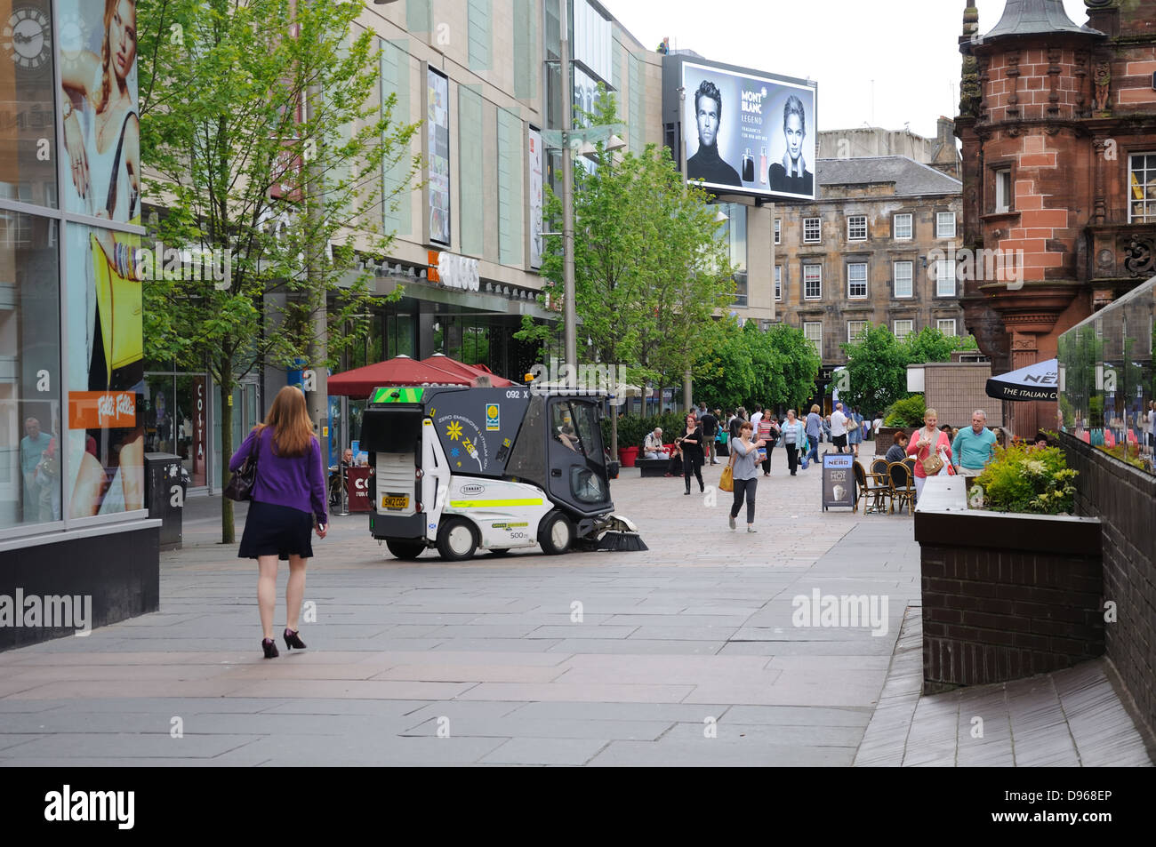 Street cleaning in progress at St Enoch Square, Glasgow, Scotland, UK Stock Photo