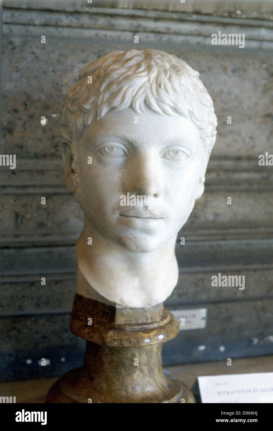 Heliogabalus (204-22) Roman Emperor from 218. Murdered by praetorians in palace revolution. Marble bust. Stock Photo