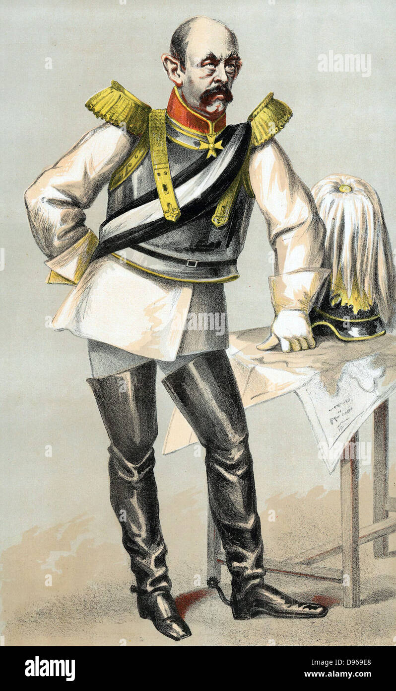 Otto Edward Leopold, Count von Bismarck (1815-1898) Prusso-German statesman and architect of modern Germany. Cartoon from 'Vanity Fair' London 1870 at the time of the Franco-Prussian War. Stock Photo