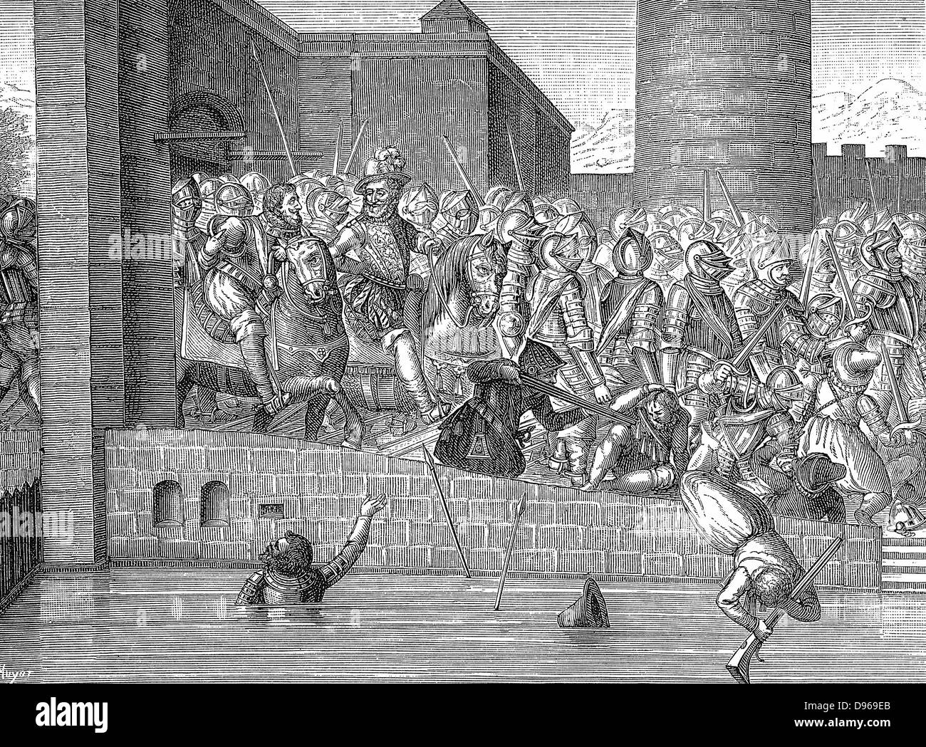 Entry of Henry IV (1553-1610) into Paris 22 March 1594 after the assassination of Henry III Stock Photo
