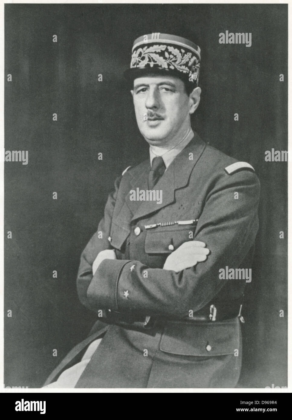 Charles Andre Joseph Marie De Gaulle, 1940. De Gaulle (1890-1970}, French soldier, statesman and author in uniform as a General. During WWII  he was leader of the Free French and in 1944, after the liberation, he became head of the provisional government. In December 1958 he was elected first president of the Fifth Republic. Stock Photo