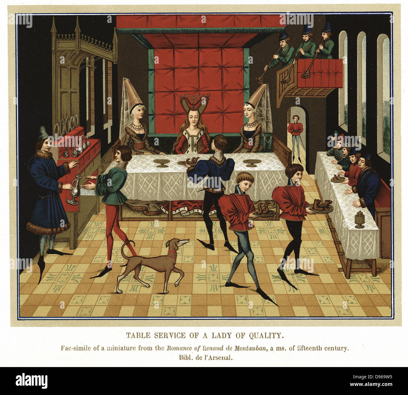 Waited on by servants and butler wearing tunic hi-res stock photography ...