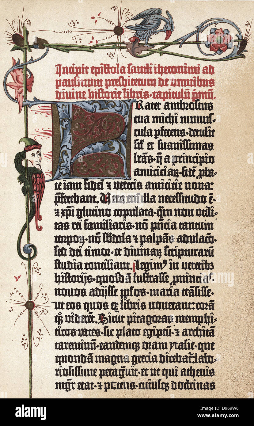 Page from Gutenberg's Bible (c1455). Stock Photo