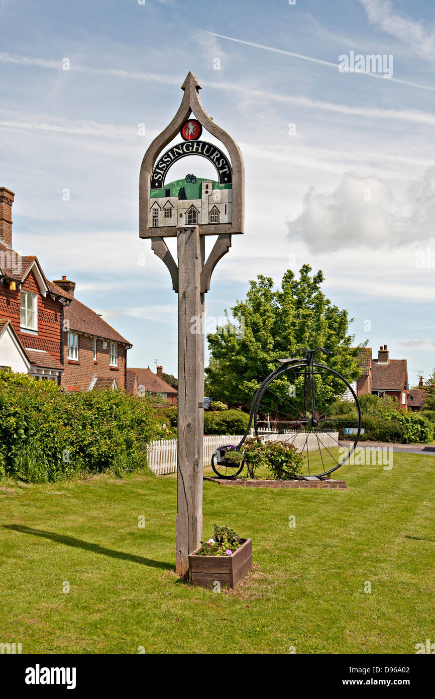 The village sign at Sissingshurst, Kent, UK Stock Photo